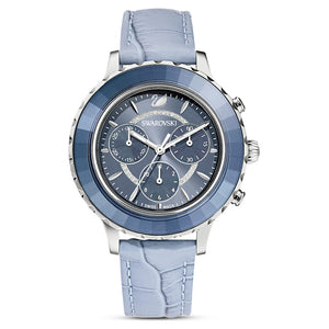 Swarovski Octea Lux Chrono Blue Dial Blue Leather Strap Watch for Women - 5580600 Buy Now By Swarovski