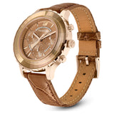 Swarovski Octea Lux Chrono Brown Gold Dial Brown Leather Strap Watch for Women - 5632260 Buy Now By Swarovski