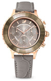 Swarovski Octea Lux Chrono Grey Dial Grey Leather Strap Watch for Women - 5452495 Buy Now By Swarovski