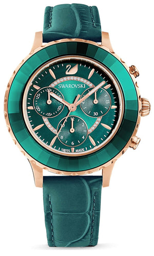 Swarovski Octea Lux Chrono Emerald Green Dial Green Leather Strap Watch for Women - 5452498 Buy Now By Swarovski