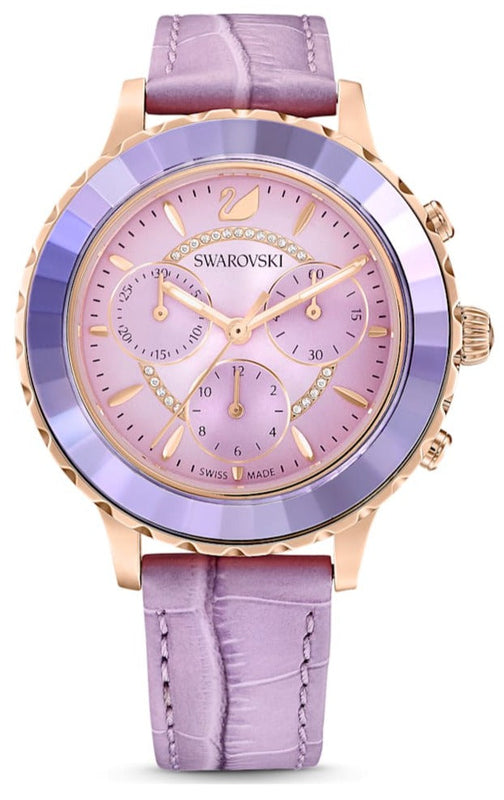 Swarovski Octea Lux Chrono Purple Dial Purple Leather Strap Watch for Women - 5632263 Buy Now By Swarovski