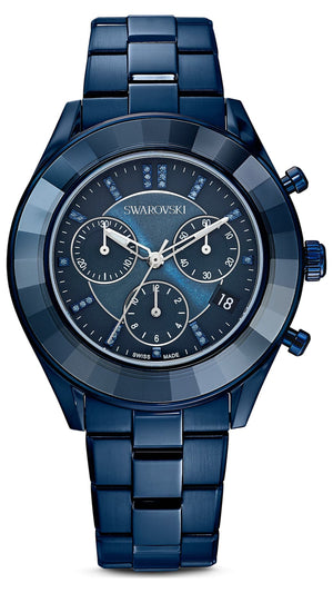 Swarovski Octea Lux Sport Chronograph Blue Dial Blue Steel Strap Watch for Women - 5610475 Buy Now By Swarovski