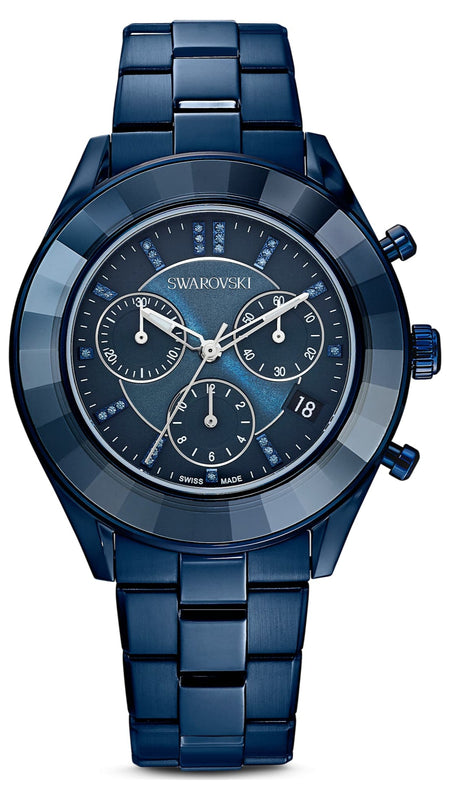 Swarovski Octea Lux Sport Chronograph Blue Dial Blue Steel Strap Watch for Women - 5610475 Buy Now By Swarovski