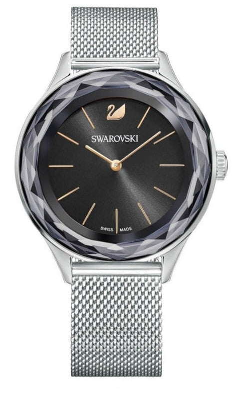 Swarovski Octea Nova Black Dial Silver Mesh Bracelet Watch for Women - 5430420 Buy Now By Swarovski