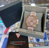 Guess Frontier Diamonds Rose Gold Dial Pink Rubber Strap Watch For Women - W1160L5 Buy Now By Guess