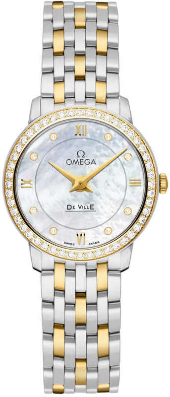 Omega De Ville Prestige Quartz Diamonds Mother of Pearl Dial Two Tone Steel Strap Watch for Women - 424.25.27.60.55.001 Buy Now By Omega
