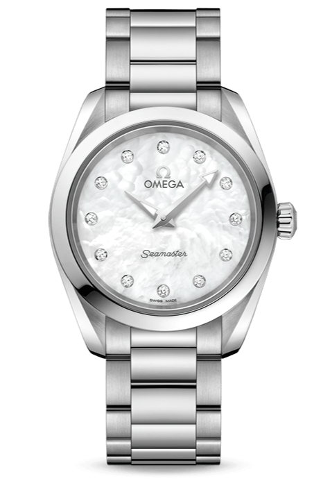 Omega Seamaster Aqua Terra Quartz Diamonds Mother of Pearl Dial Silver Steel Strap Watch for Women - 220.10.28.60.55.001 Buy Now By Omega