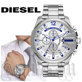 Diesel Mega Chief Chronograph White Dial Silver Steel Strap Watch For Men - DZ4477 Buy Now By Diesel