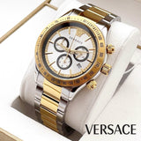 Versace Classic Chronograph Quartz Silver Dial Two Tone Steel Strap Watch For Men - VEV700519 Buy Now By Versace