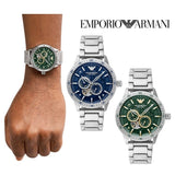 Emporio Armani Mario Chronograph Automatic Blue Dial Silver Steel Strap Watch For Men - AR60052 Buy Now By Emporio Armani