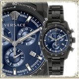 Versace V-Ray Chronograph Quartz Blue Dial Black Steel Strap Watch For Men - VE2I00521 Buy Now By Versace