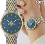 Gucci G Timeless Quartz Blue Dial Two Tone Steel Strap Watch For Women - YA1265029 Buy Now By Gucci
