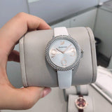 Swarovski Crystal Frost Silver Dial White Leather Strap Watch for Women - 5484070 Buy Now By Swarovski