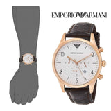 Emporio Armani Beta Chronograph White Dial Brown Leather Strap Watch For Men - AR1916 Buy Now By Emporio Armani