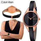 Calvin Klein Rebel Black Dial Black Leather Strap Watch for Women - K8P236C1 Buy Now By Calvin Klein