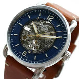 Fossil Commuter Automatic Skeleton Blue Dial Brown Leather Strap Watch for Men - ME3159 Buy Now By Fossil