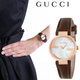 Gucci G Interlocking Mother of Pearl Dial Brown Leather Strap Watch For Women - YA133516 Buy Now By Gucci