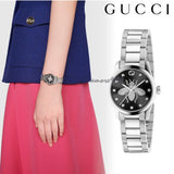 Gucci G Timeless Quartz Diamonds Black Dial Silver Steel Strap Watch For Women - YA1265024 Buy Now By Gucci