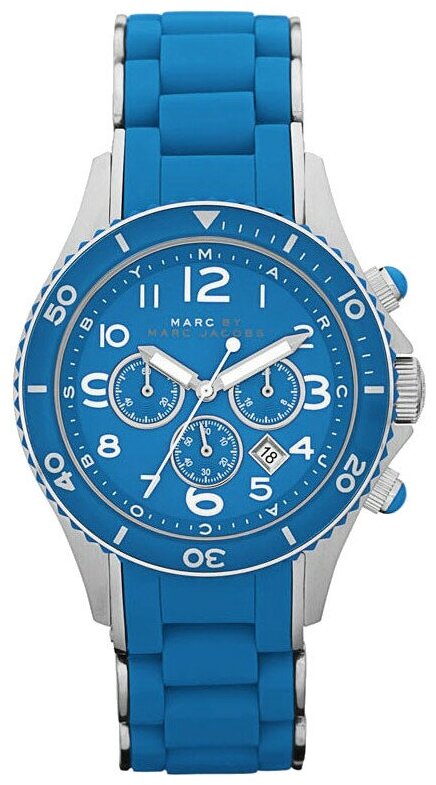 Marc Jacobs Rock Chronograph Blue Dial Blue Silicone Strap Watch for Women - MBM2575 Buy Now By Marc Jacobs