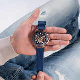 Guess Matrix Multifunction Blue Dial Blue Rubber Strap Watch for Men - GW0423G4 Buy Now By Guess