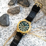 Guess Edge Chronograph Green Dial Black Leather Strap Watch For Men - GW0492G3 Buy Now By Guess