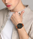 Fossil Bronson Black Dial Brown Leather Strap Watch for Men - FS5714 Buy Now By Fossil