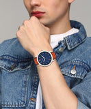 Fossil Minimalist Blue Dial Brown Leather Strap Watch for Men - FS5304 Buy Now By Fossil