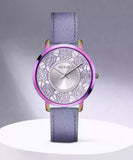 Guess Dahlia Analog Silver Dial Purple Leather Strap Watch For Women - GW0529L4 Buy Now By Guess