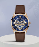 Guess Tailor Analog Blue Dial Brown Leather Strap Watch for Men - GW0389G3 Buy Now By Guess