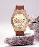 Guess Analog Multifunction White Dial Brown Leather Strap Watch for Men - GW0262G3 Buy Now By Guess