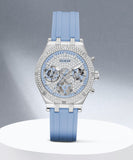 Guess Heiress Diamonds Blue Dial Blue Rubber Strap Watch for Women - GW0407L1 Buy Now By Guess