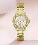 Guess Crown Jewel Diamonds White Dial Gold Steel Strap Watch for Women - GW0410L2 Buy Now By Guess
