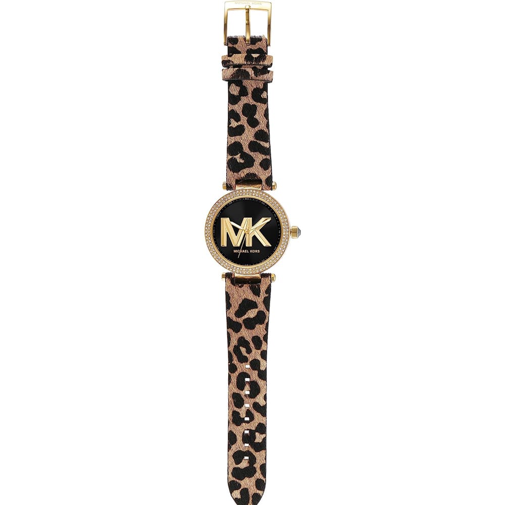 Michael Kors Parker Black Dial Cheetah Print Brown Leather Strap Watch For Women - MK4723 Buy Now By Michael Kors
