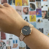 Daniel Wellington Petite Pressed Melrose Black Dial Rose Gold Mesh Strap Watch For Women - DW00100440 Buy Now By Daniel Wellington