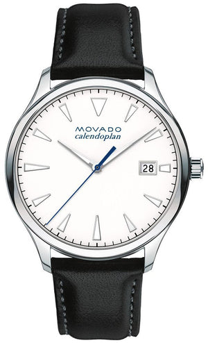 Movado Heritage Calendoplan White Dial Black Leather Strap Watch for Men - 3650002 Buy Now By Movado
