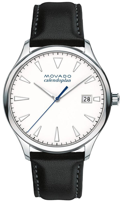 Movado Heritage Calendoplan White Dial Black Leather Strap Watch for Men - 3650002 Buy Now By Movado