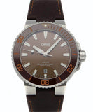 Oris Aquis Date Brown Dial Brown Leather Strap Watch for Men - 0173377304152-0752412EB Buy Now By Oris