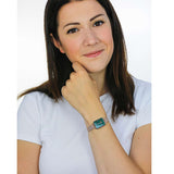 Daniel Wellington Quadro Melrose Green Dial Rose Gold Mesh Strap Watch For Women - DW00100437