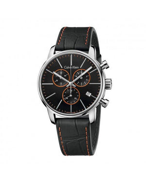 Calvin Klein City Chronograph Black Dial Black Leather Strap Watch for Men - K2G271C1 Buy Now By Calvin Klein
