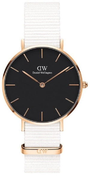 Daniel Wellington Classic Petit Dover Black Dial White NATO Strap Watch For Women - DW001000312 Buy Now By Daniel Wellington