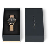 Daniel Wellington Classic Melrose Black Dial Gold Mesh Bracelet Watch For Women - DW00100161