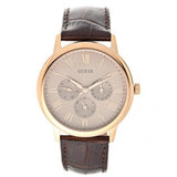 Guess Wafer Quartz Beige Dial Brown Leather Strap Watch For Men - W0496G1 Buy Now By Guess