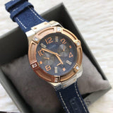 Guess Jet Setter Analog Blue Dial Blue Denim Strap Watch For Women - W0289L1 Buy Now By Guess