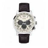 Guess Chronograph Quartz White Dial Brown Leather Strap Watch For Men - W0380G1 Buy Now By Guess