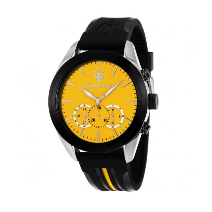 Maserati Traguardo Chronograph Yellow Dial Black Silicone Strap Watch For Men - R8871612045 Buy Now By Maserati