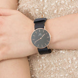 Daniel Wellington Classic Cornwall Black Dial Black NATO Strap Watch For Women - DW00100150 Buy Now By Daniel Wellington