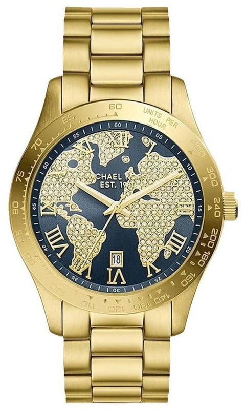 Michael Kors Layton Pave Blue Dial Gold Steel Strap Watch for Women - MK6243 Buy Now By Michael Kors