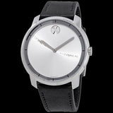 Movado Bold Silver Dial Black Leather Strap Watch For Men - 3600468 Buy Now By Movado