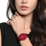 Michael Kors Slim Runway Red Dial Red Steel Strap Watch For Women - MK3895 Buy Now By Michael Kors