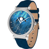 Swarovski Passage Moon Phase Blue Dial Blue Leather Strap Watch for Women - 5613320 Buy Now By Swarovski